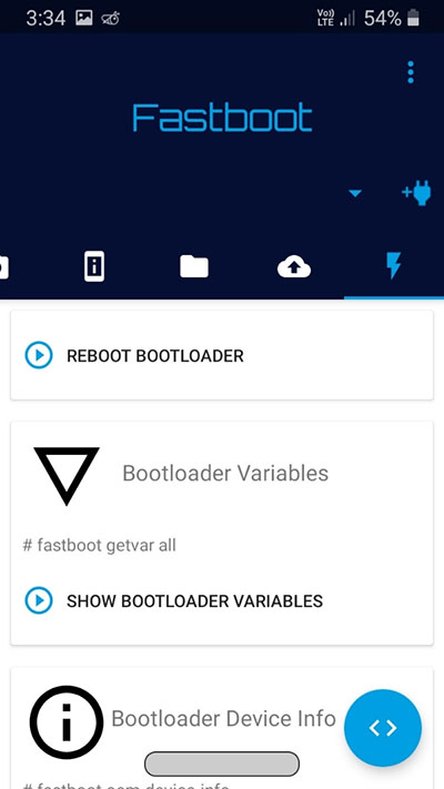 Fastboot Shell 버튼을 클릭합니다