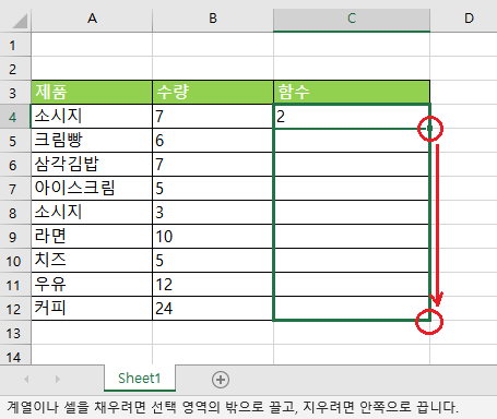 COUNTIF 함수 적용