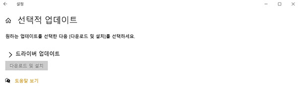 추가 옵션 메뉴에서 선택적 업데이트를 선택합니다