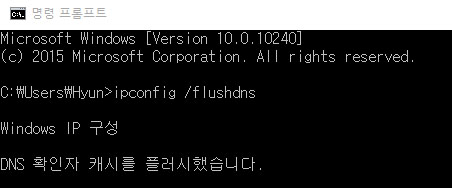 ipconfig /flushdns를 입력