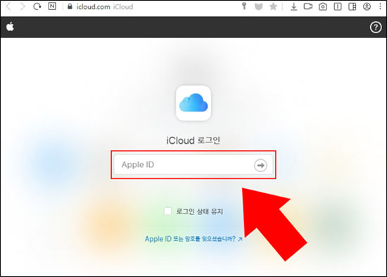 iCloud에 들어가려면 애플 아이디를 입력하세요