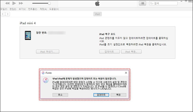 itunes 복원 옵션