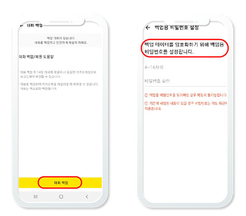 백업용 비밀번호를 설정해 줍니다