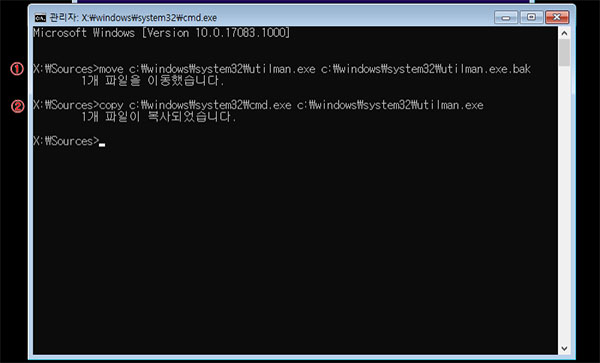 다음 명령을 입력합니다.